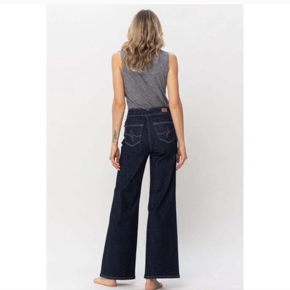 Judy Blue High Waist Wide Leg‎ Jeans Size 29 Dark Wash JB88579 DK - Picture 2 of 10